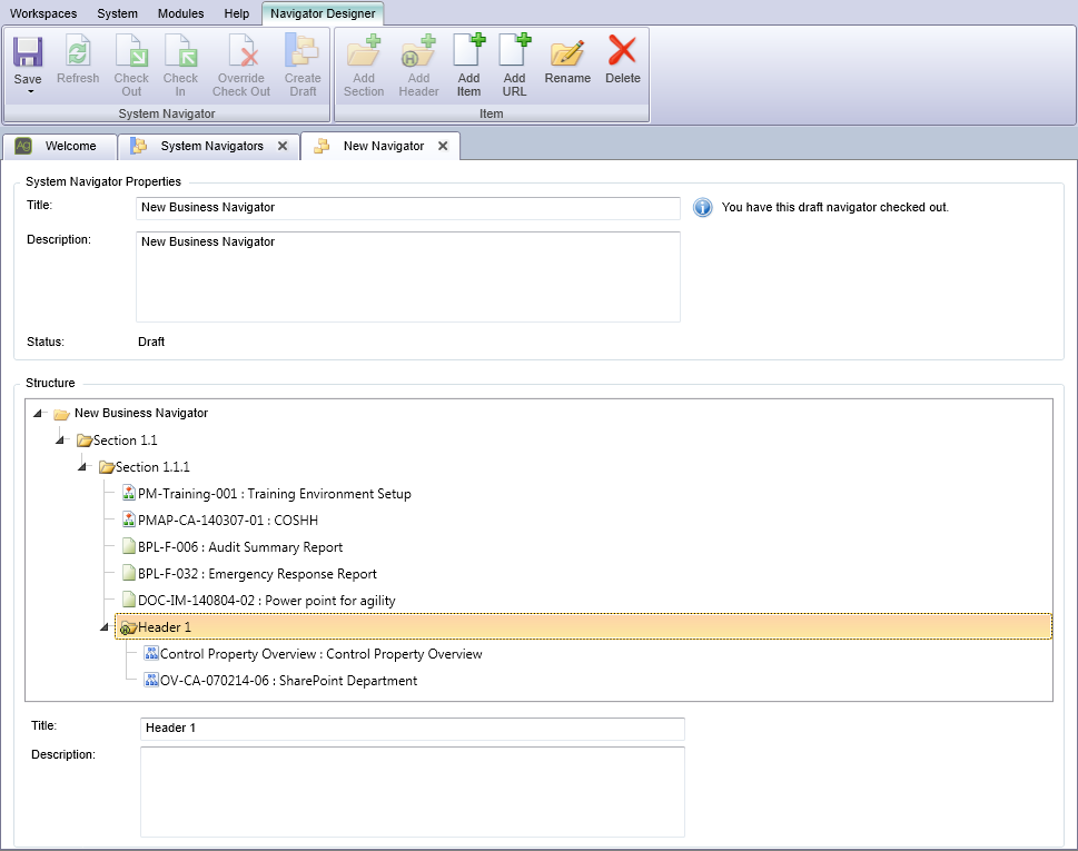 4.6.2 Create System Navigator BusinessPort Service Desk